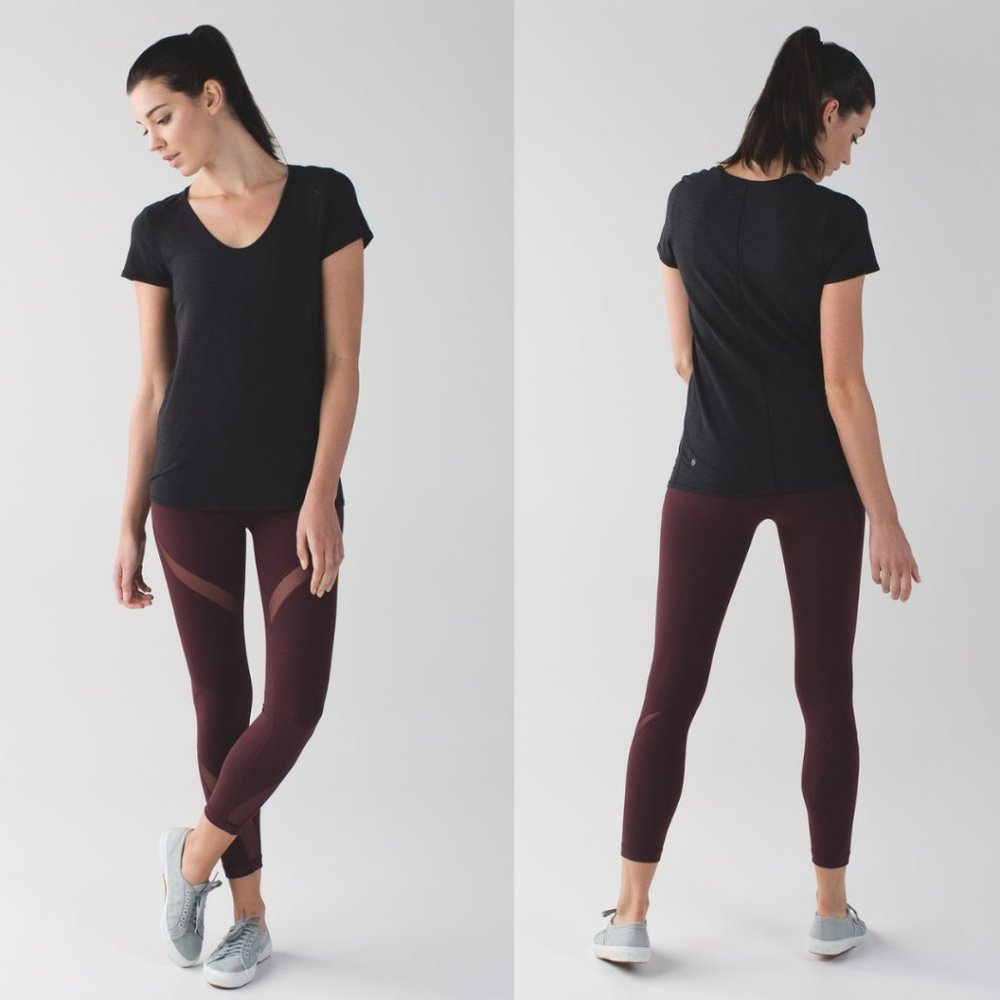 Lululemon Burgundy Luon Wrap Mesh High Times Pants